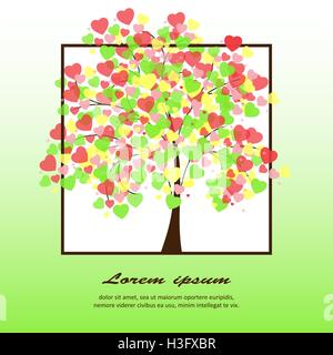 Abbildung eines Baumes bedeckt mit Herzen. Stock Vektor