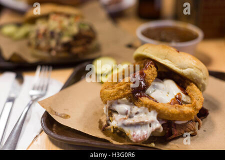 Das Z-Man-Sandwich bei Joe's Kansas City Bar-B-Que. Stockfoto