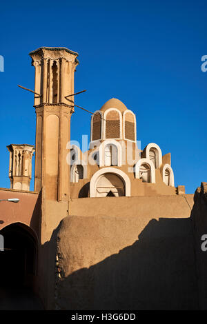 Iran, Provinz Isfahan, Kashan Stadt, le Khan-e-Mossadegh, Haus eines reichen Kaufmanns mit windtowers Stockfoto