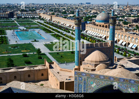 Iran, Isfahan, Gesamtansicht der Imam-Platz, Jameh Moschee oder Freitag Moschee Sheikh Lotfollah-Moschee Stockfoto