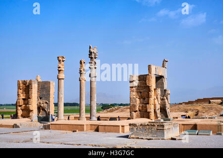 Iran, Provinz Fars, Persepolis, Achaemenid archäologische Stätte, Propylon, Tor aller Nationen, Weltkulturerbe der UNESCO Stockfoto