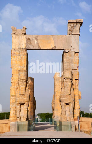 Iran, Provinz Fars, Persepolis, Achaemenid archäologische Stätte, Propylon, Tor aller Nationen, Weltkulturerbe der UNESCO Stockfoto