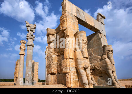 Iran, Provinz Fars, Persepolis, Achaemenid archäologische Stätte, Propylon, Tor aller Nationen, Weltkulturerbe der UNESCO Stockfoto