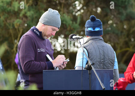 St. Andrews, Schottland, Vereinigtes Königreich, 08, Oktober 2016. Golf pro Stephen Gallacher zu Jahresbeginn seine dritte Runde in der Alfred Dunhill Links Championship, Credit: Ken Jack / Alamy Live News Stockfoto