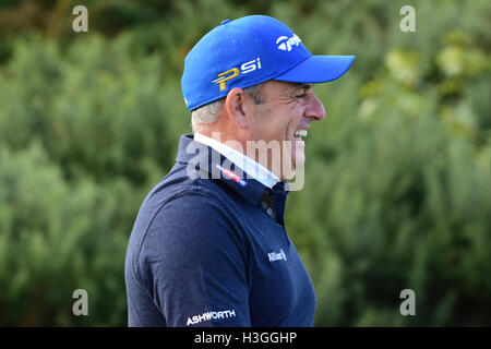 St. Andrews, Schottland, Vereinigtes Königreich, 08, Oktober 2016. Golf-Profi und ehemalige Ryder Cup captain Paul McGinley zu Jahresbeginn seine dritte Runde in der Alfred Dunhill Links Championship, Credit: Ken Jack / Alamy Live News Stockfoto