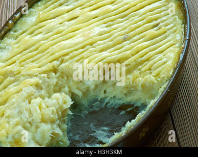 Brandade de Morue Emulsion aus Stockfisch und Olivenöl im Winter mit Brot oder Kartoffeln gegessen. Stockfoto