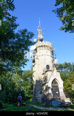 Wien, Wien: Aussichtsturm Habsburgwarte am Gipfel Hermannskogel, Wienerwald (Wienerwald), 19., Wien, Österreich Stockfoto