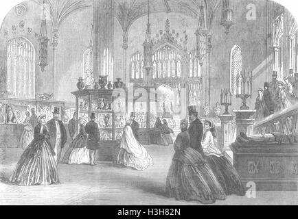 STAFFORDSHIRE Alton Towers Wedgwood Geschirr, Octagon Zimmer 1865. Illustrierte London News Stockfoto