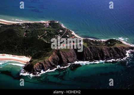 Luftaufnahme des Cape Byron, mit Leuchtturm. Stockfoto