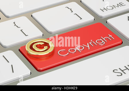 Copyright Konzept auf die Computer-Tastatur-3D-rendering Stockfoto