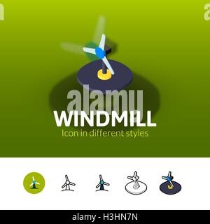 Windmühle-Symbol im anderen Stil Stock Vektor