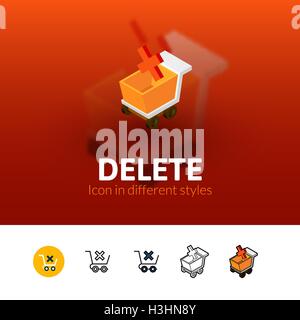 Löschen Sie-Symbol im anderen Stil Stock Vektor