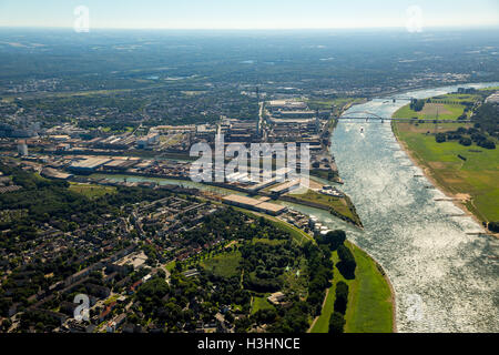 Luftaufnahme, parallel port, Duisburg Hochfeld, Duisburg Hafen Unternehmen, Rhein, Duisburg, Ruhrgebiet, Nordrhein-Westfalen, Stockfoto