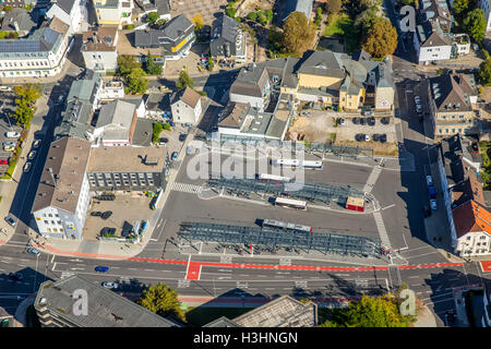 Luftaufnahme, Busbahnhof ZOB Velbert, ZOB Bus, Friedrich-Ebert-Straße, Velbert, Ruhrgebiet, Nordrhein-Westfalen, Stockfoto