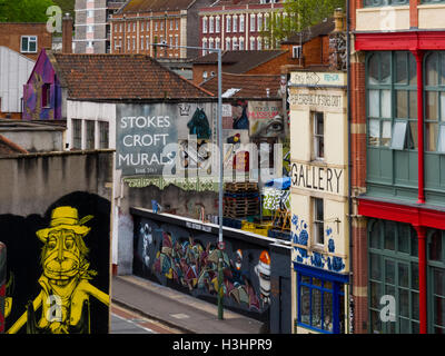 Stokes Croft, Jamaica Street, Bristol, Graffiti, Wandkunst, UK Stockfoto