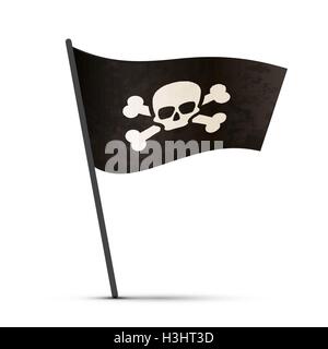 Piratenflagge auf einem Mast mit Schatten Stock Vektor