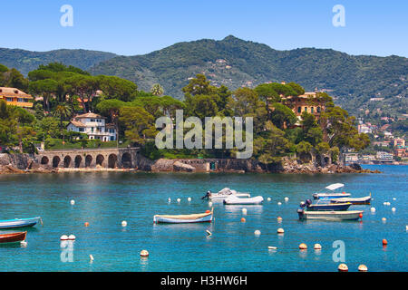 Küste von Rapallo Seebad, Genua Provinz, Ligurien, Italien Stockfoto