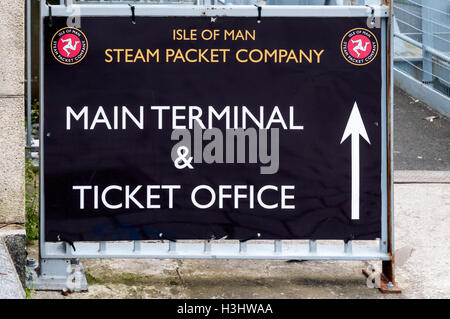 Isle Of Man Steam Packet Company Zeichen für Main Terminal & Ticketschalter am Liverpool Pier Head. Stockfoto