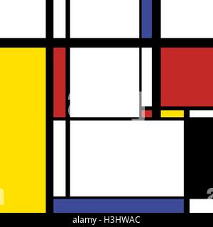 Moderne Malerei im Mondrian-Stil, quadratische Abbildung Stock Vektor