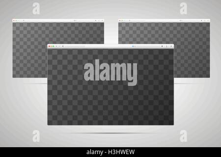 Drei Browser-Fenster mit transparenten Ort für Bildschirm Stock Vektor