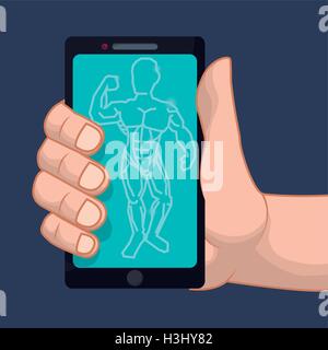 Fitness-app-Technologie-Symbole Stock Vektor