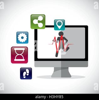 Fitness-app-Technologie-Symbole Stock Vektor