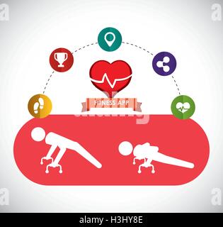 Fitness-app-Technologie-Symbole Stock Vektor