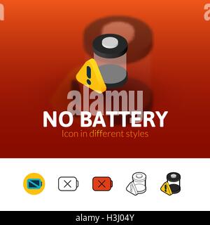 Keine Batterie-Symbol in verschiedenen Stil Stock Vektor
