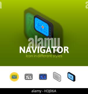 Navigator-Symbol im anderen Stil Stock Vektor