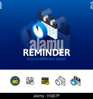 Erinnerungssymbol in anderen Stil Stock Vektor
