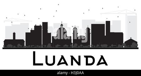 Luanda Stadtsilhouette Skyline schwarz und weiß. Vektor-Illustration. Einfache flache Konzept für Tourismus Präsentation, banner Stock Vektor
