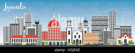 Luanda Skyline mit grauen Gebäuden und blauer Himmel. Vektor-Illustration. Geschäftsreisen und Tourismus-Konzept Stock Vektor