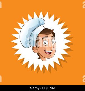 Emblem glücklich Koch oder Köchin Symbolbild Stock Vektor