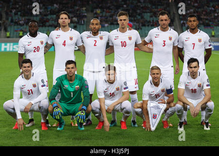 Baku, Aserbaidschan. 8. Oktober 2016. Norwegen-Team für ein Mannschaftsfoto posieren vor Beginn der FIFA WM 2018 Qualifikation Fußball match Aserbaidschan Vs Norwegen im Nationalstadion in Baku, Aserbaidschan. Aserbaidschan gewinnt 1: 0. © Aziz Karimow/Pacific Press/Alamy Live-Nachrichten Stockfoto