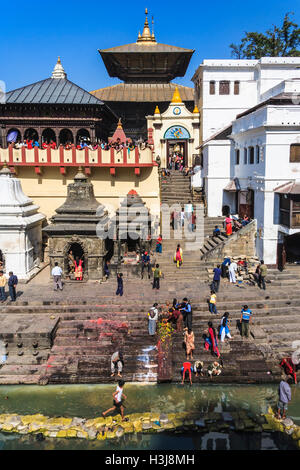 Pashupatinath Tempel und Basmati Fluss, Tal von Kathmandu, Nepal Stockfoto