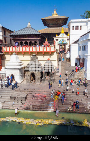 Pashupatinath Tempel und Basmati Fluss, Tal von Kathmandu, Nepal Stockfoto