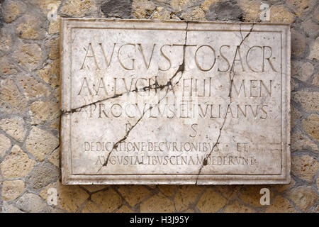 Die römischen Ruinen, Gremien und Fresken von Herculaneum in der Nähe von Pompeji, Italien Stockfoto