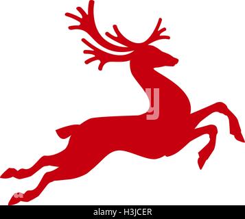 Rote Rentier isoliert auf weißem Hintergrund. Vektor-illustration Stock Vektor