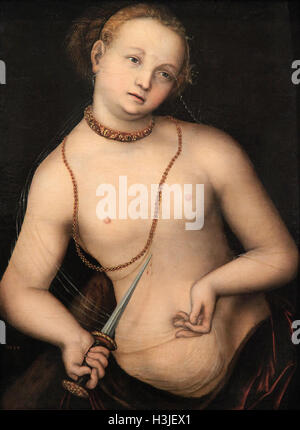 Lucretia 1534 Gemälde von Lucas Cranach d.Ä./ Lucas Cranach der Ältere 1472-1553.Deutscher Renaissance-Maler Stockfoto