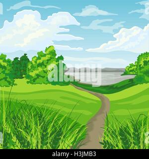 Schöne Sommerlandschaft Stock Vektor