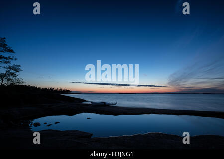 Sonnenuntergang am Bylandet Insel, Kirkkonummi, Finnland, Europa, EU Stockfoto