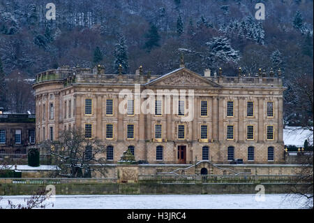 Chatsworth Haus im Winter, Peak District National Park, Derbyshire, England, UK Stockfoto