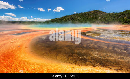 Thermalbad Grand Prismatic Spring, Yellowstone National Park, Wyoming Stockfoto