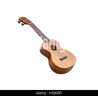 Holz-Ukulele Gitarre isoliert Stockfoto