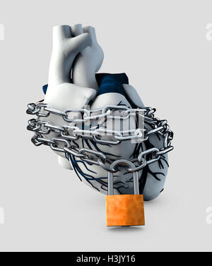 3D Darstellung der Anatomie Lock Menschenherz - isoliert auf schwarz Stockfoto