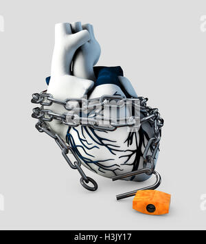 3D Darstellung der Anatomie entsperren Menschenherz - isoliert auf grau Stockfoto