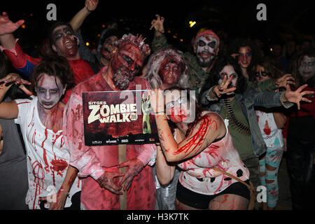 "Zombie Walk" während 49 Festival Internacional de Cinema fantastische de Catalunya-Sitges 2016. 10.07.2016 Stockfoto