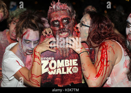 "Zombie Walk" während 49 Festival Internacional de Cinema fantastische de Catalunya-Sitges 2016. 10.07.2016 Stockfoto
