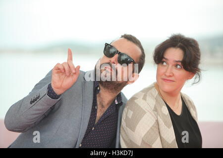 49 Festival Internacional de Cinema fantastische de Catalunya-Sitges 2016.  Kolossale Photocall.  Nacho Vigalondo & Nahikari Ipiña. Stockfoto