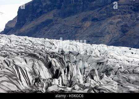 Risse in Skaftafell Gletscher Vatnajökull-Nationalpark in Island Stockfoto